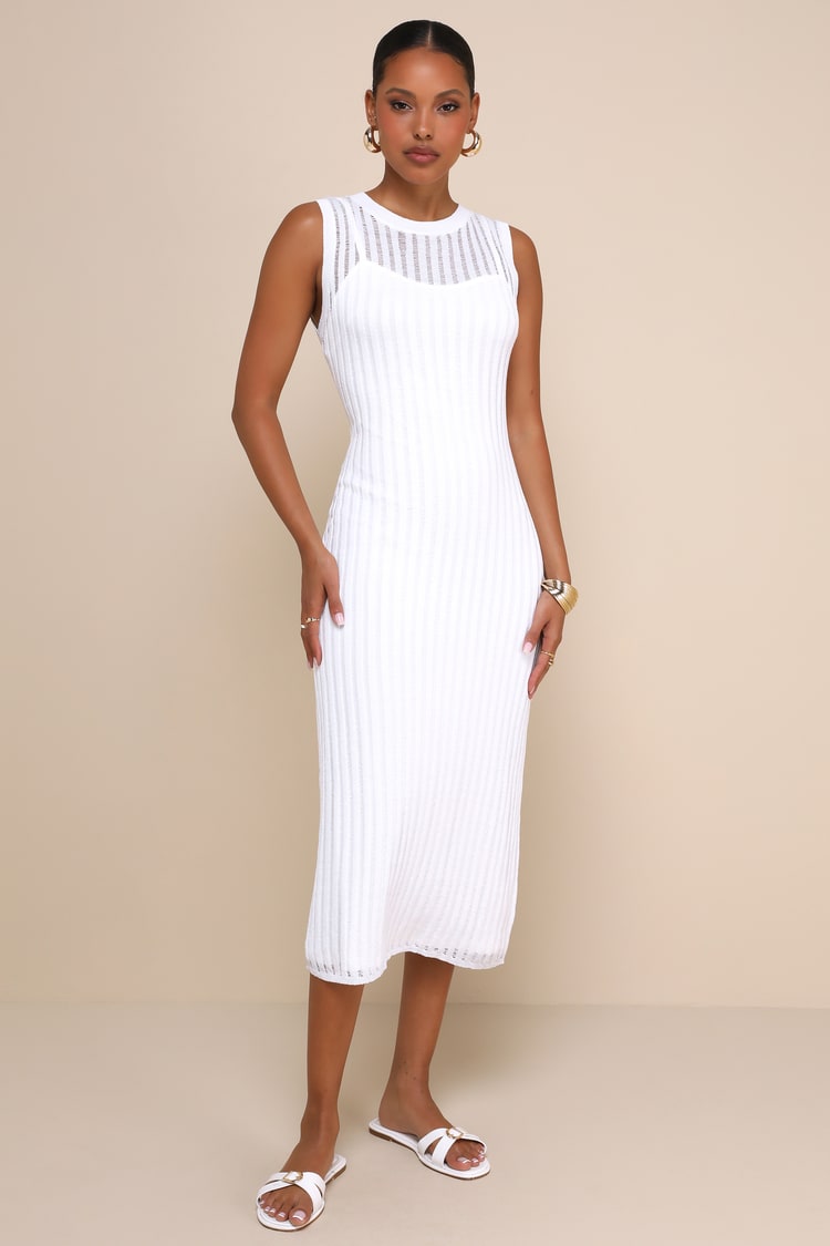 open lace back dress Baltic Born Womens Rue Ribbed Midi Dress | Natural main image 1