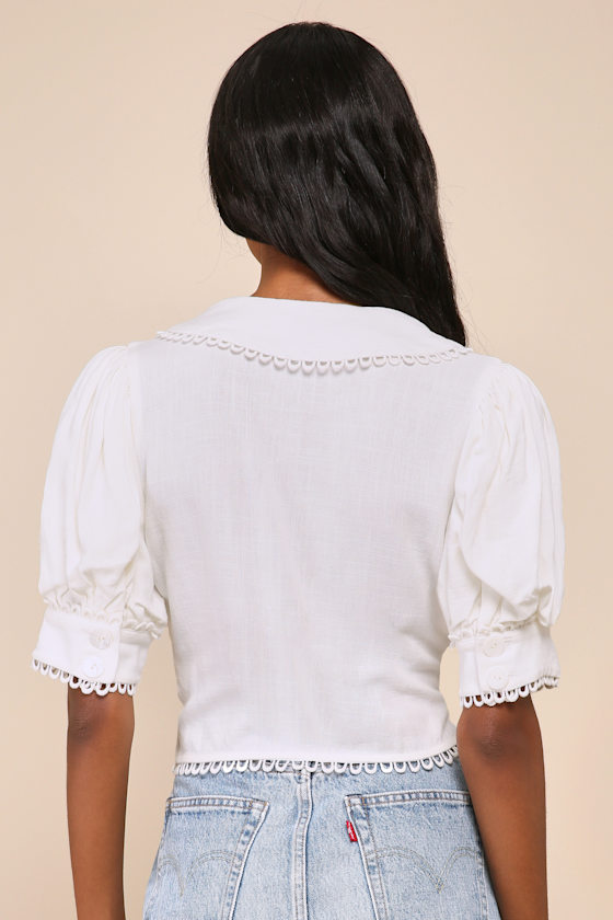 Up! Butter Long Sleeve V-Neck Top Ivory 30475 main image 1