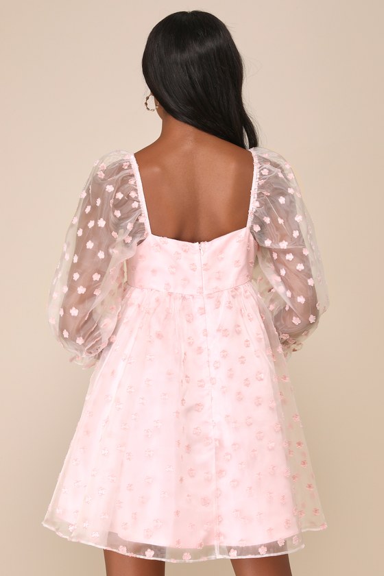 Pink Organza Mini Dress - Floral Babydoll Dress - Mini Dress - Lulus