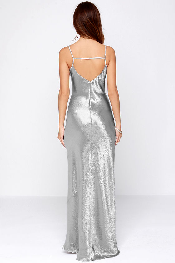 silver long maxi dress