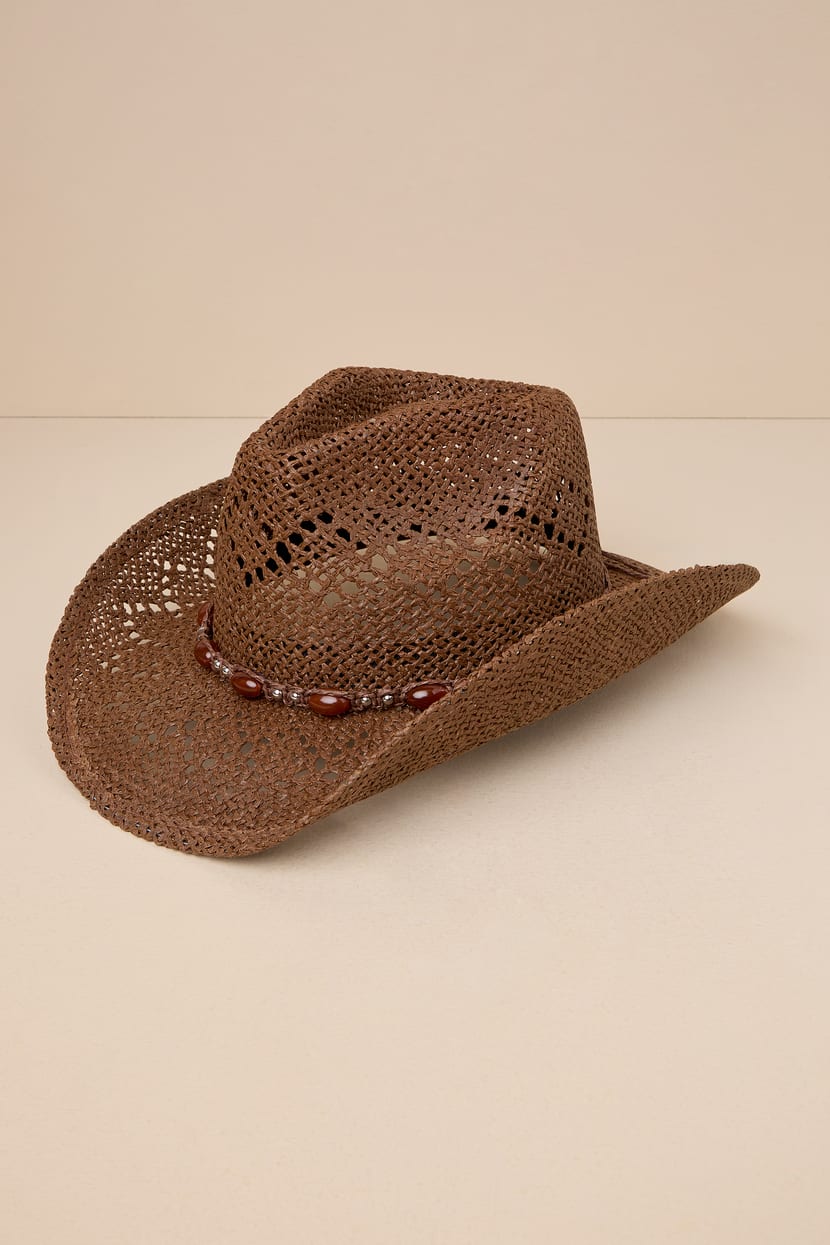 Lulu\'s Chic Brown Woven Hat Brown Woven Hat - Wire-Brimmed Hat - Cowboy Hat - Western  main image 3