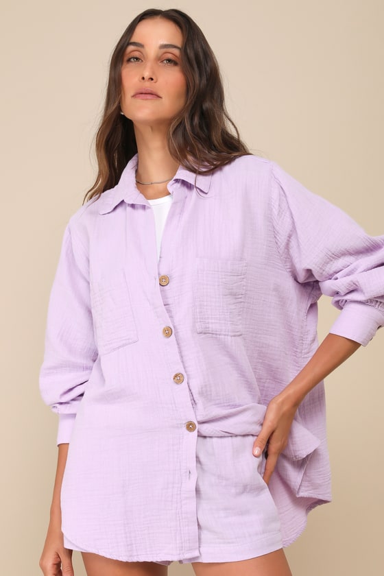 Lilac Bubble Sleeve Top