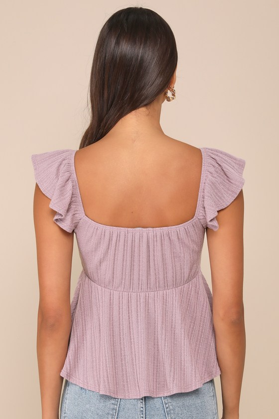 Tulle Sleeve Top, Lavender main image 1