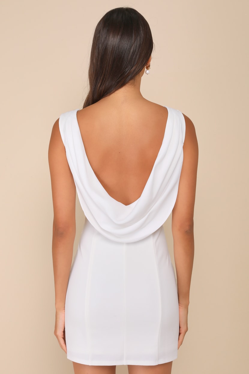knee length dresses for ladies Winona White Synergy Cowl Neck Dress main image 1