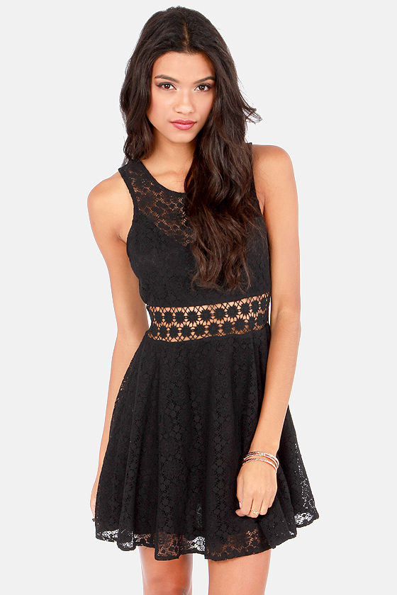 Cute Black Dress - Lace Dress - Cutout Dress - Skater Dress - $51.00 ...