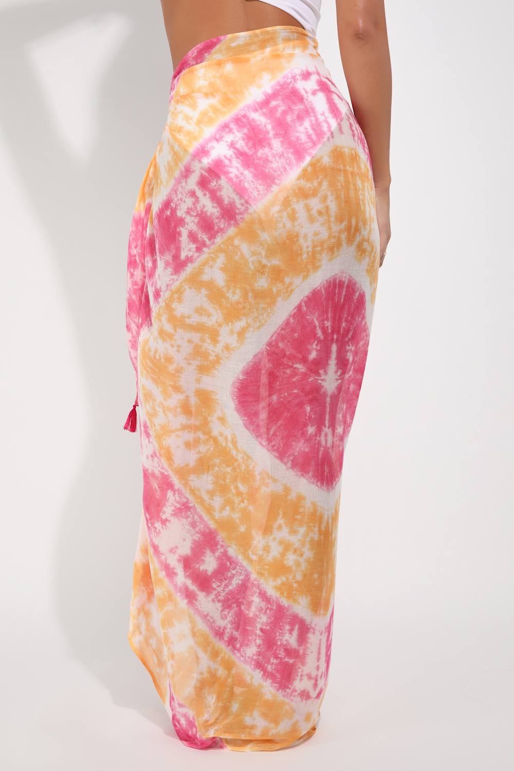 Sunny Livin' Fuchsia Multi Tie-Dye Print Swim Cover-Up Sarong