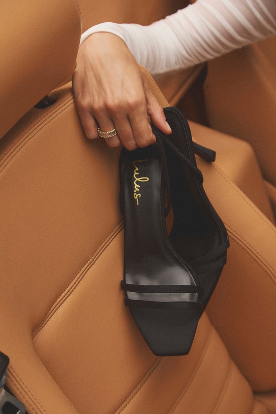 Manette Black Slingback High Heel Sandals 1