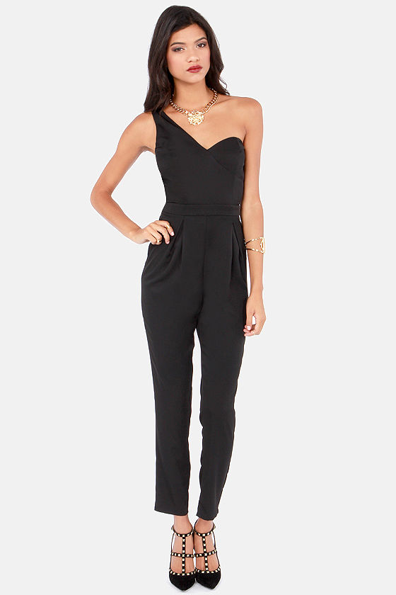 Sexy Black Jumpsuit One Shoulder Jumpsuit Long Pant Jumpsuit 40.
