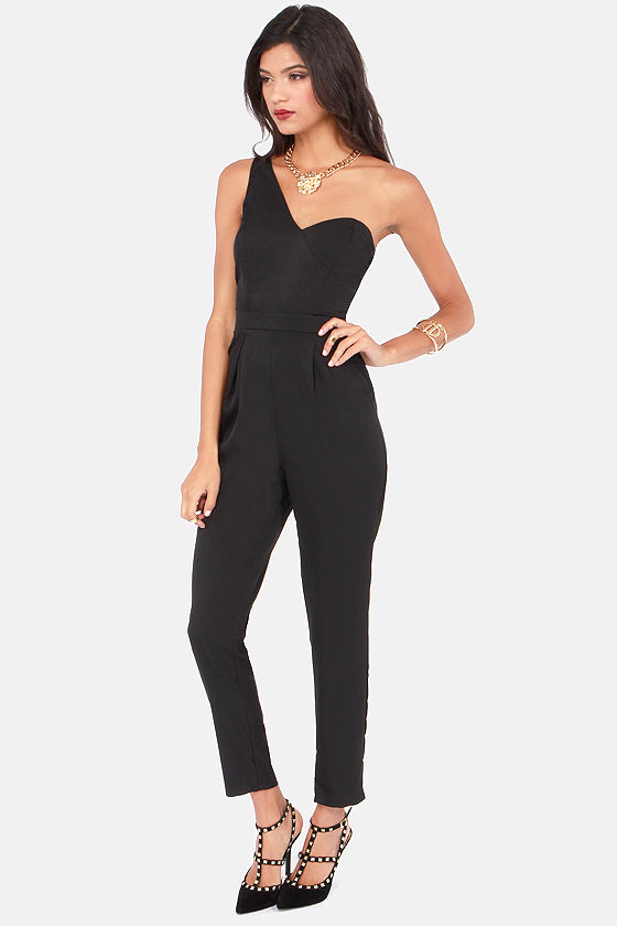 Sexy Black Jumpsuit - One Shoulder Jumpsuit - Long Pant Jumpsuit - $40.00