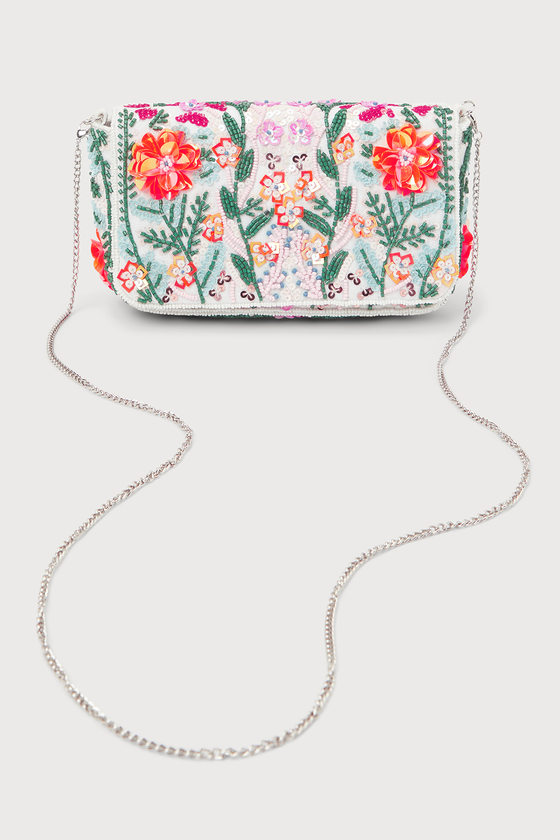 Alfie Floral Sequin Clutch - Blush