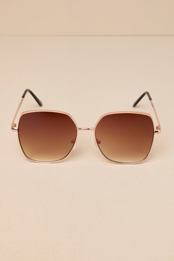 Shop Lulus Glamorous Icon Brown Oversized Sunglasses