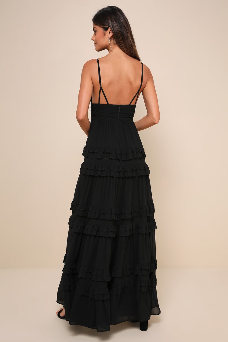 Lavish Perfection Black Ruffled Tiered Maxi Dress