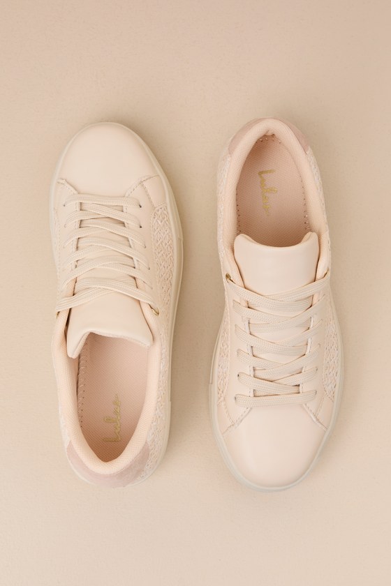 Lulus Danver Beige Raffia Lace-up Sneakers In Beige
