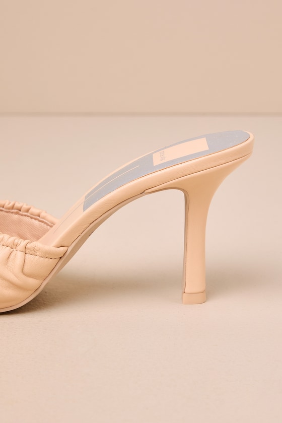Dolce Vita Kairi French Vanilla Leather Bow Pointed-toe High Heel Mules In Beige