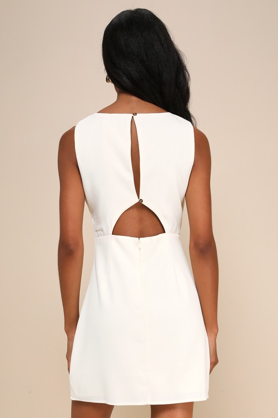 Wonderfully Refined Ivory Button-Front Cutout Mini Dress 2