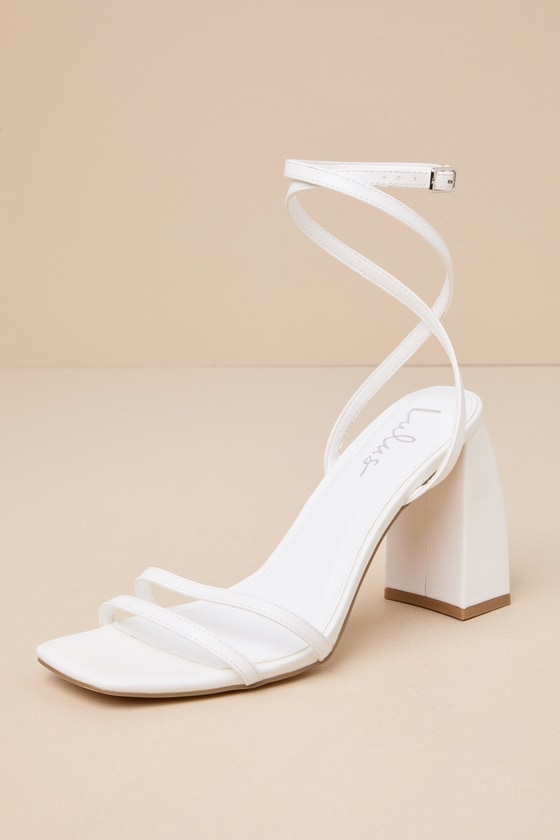Lulus Tinslie White Strappy High Heel Sandals