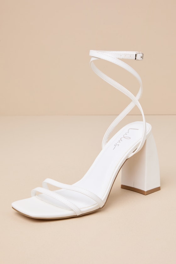 Tinslie White Strappy High Heel Sandals 1