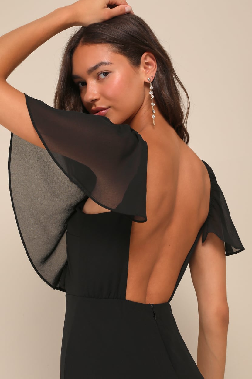 stunning backless dresses Square-Neck Floor-Length Jersey Prom Dress with Criss-Cross Strappy Back Poly USA 8468 main image 1