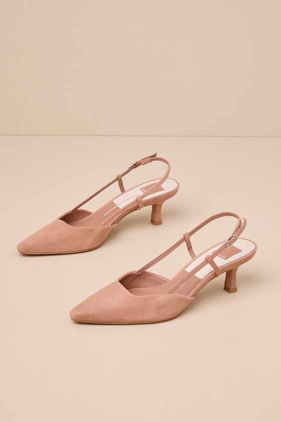 Odela Toffee Suede Leather Pointed-Toe Slingback Pumps 1