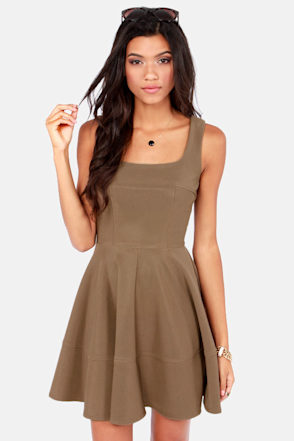 Pretty Brown Dress Skater Dress Lulus