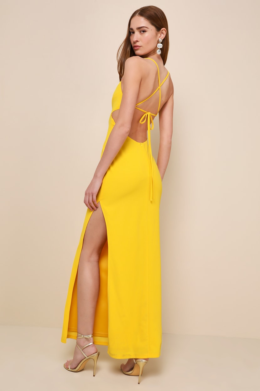 chinese dress ladies Small Lulus Yellow Lace Knee Length Dress – Conshy Consignment main image 0