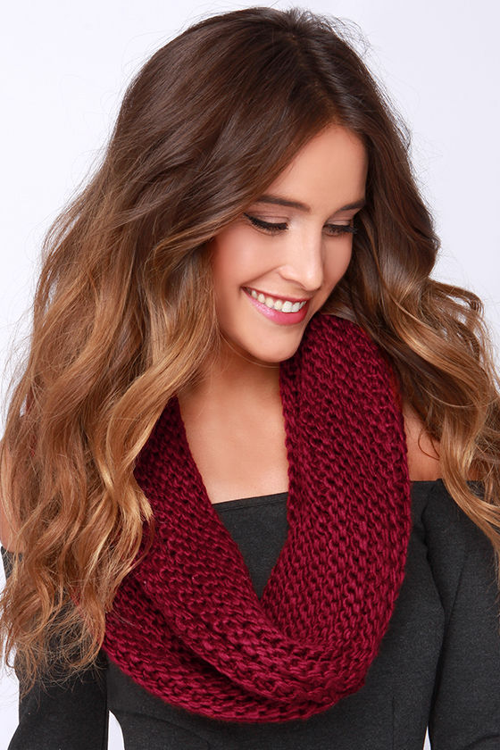 You're So Twisted Burgundy Knit Infinity Scarf