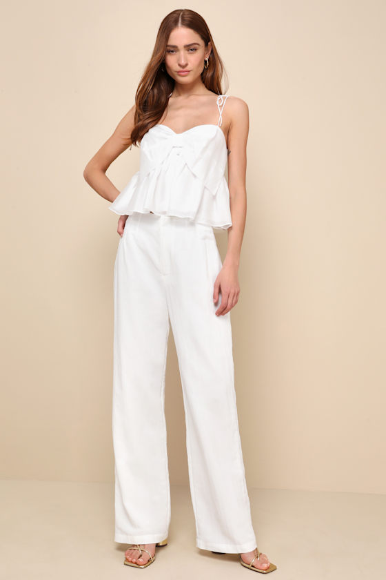 Ideal Cuteness White Bow-Front Tie-Strap Cropped Cami Top 8