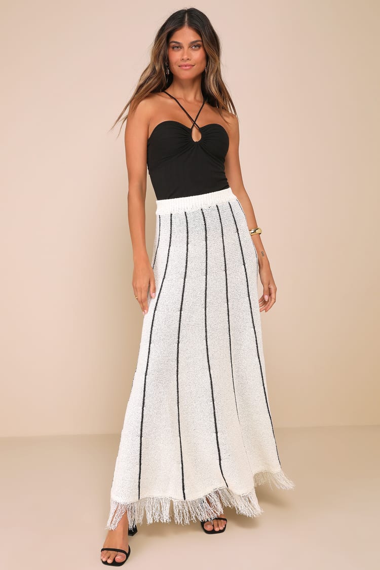 4TH & Reckless Dakora - Knit Maxi Skirt - Fringe Maxi Skirt - Lulus