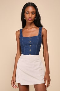 Breeziest Beauty Beige Linen High-Rise Skort 1