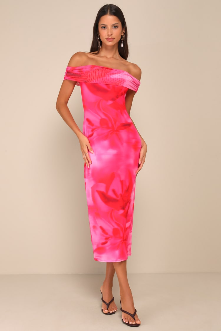 knee length dresses for ladies Koda Off Shoulder Midi Dress main image 1