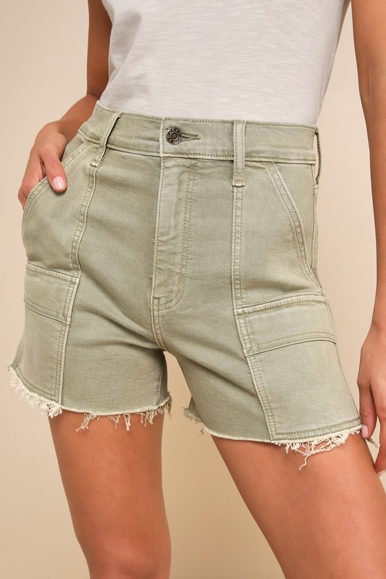 【KOOLOSET】Cut Washed Cargo Bermuda Denim Washed Denim Cargo Jorts CY420 - Acubi style | LEWKIN