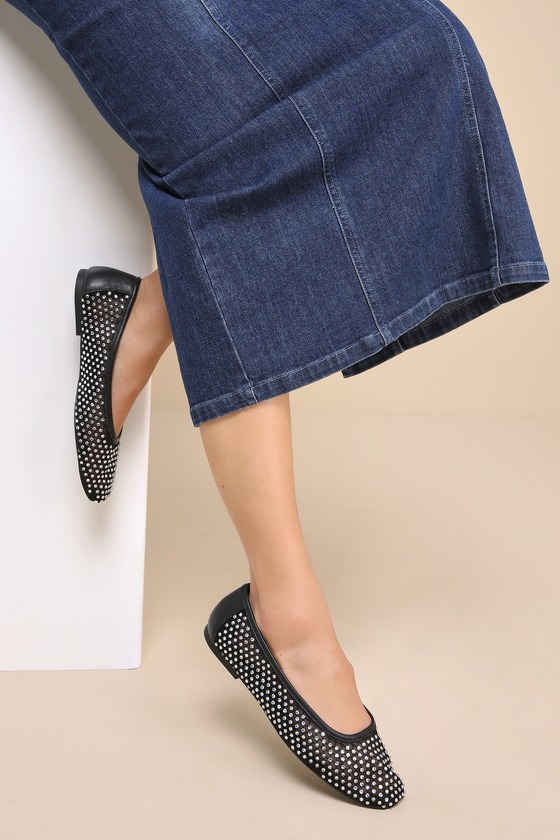 Auden Black Rhinestone Mesh Ballet Flats 1