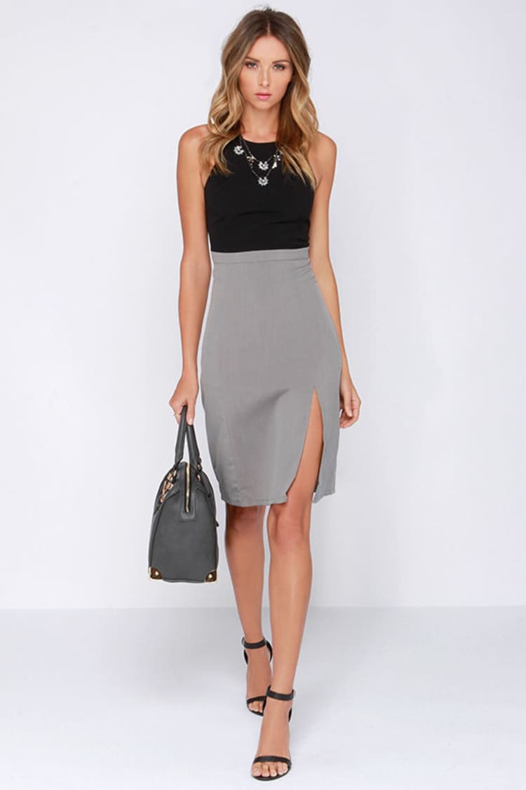 Going Greyscale Black and Grey Midi Dress