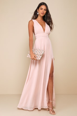knee length dresses for ladies Soleil Knit and Mesh Halter Maxi Dress / Coral | Meshki main image 0