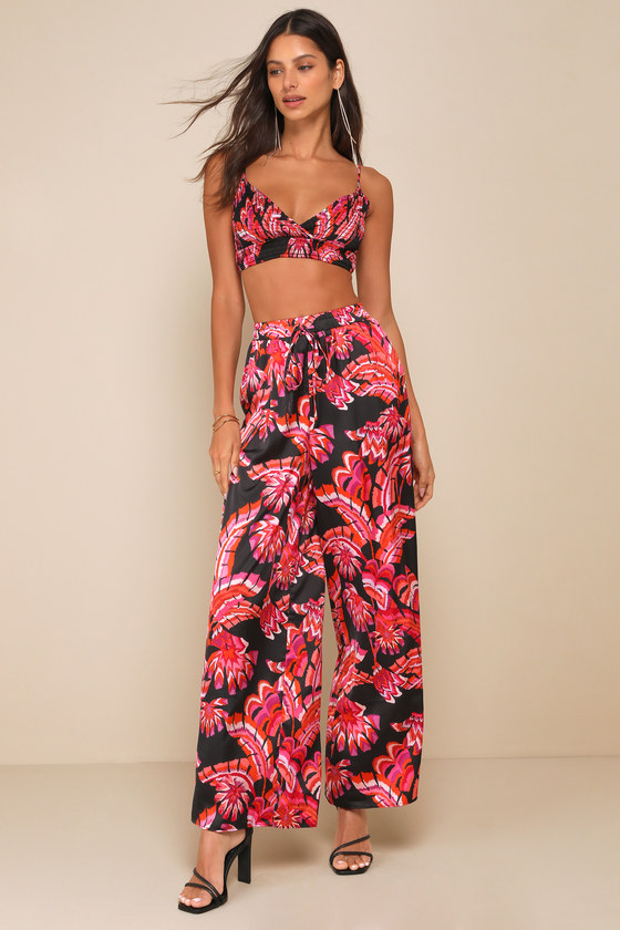 Tropical Print Jogger Pants