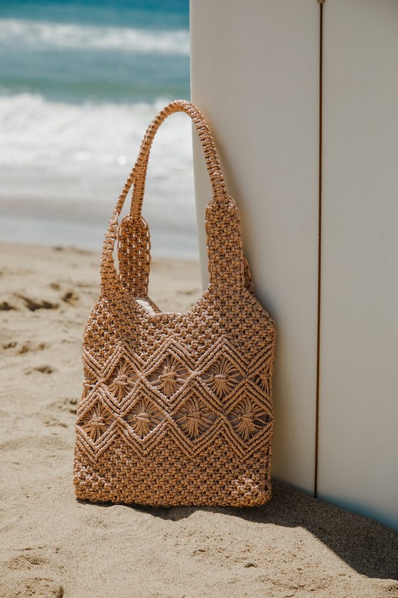 Sunny Glitter Gold Woven Tote Bag 6