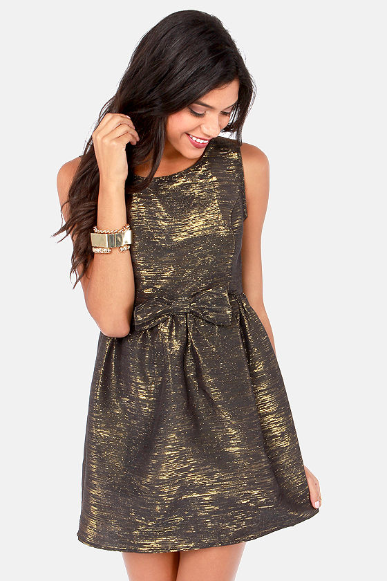 black and gold metallic dress