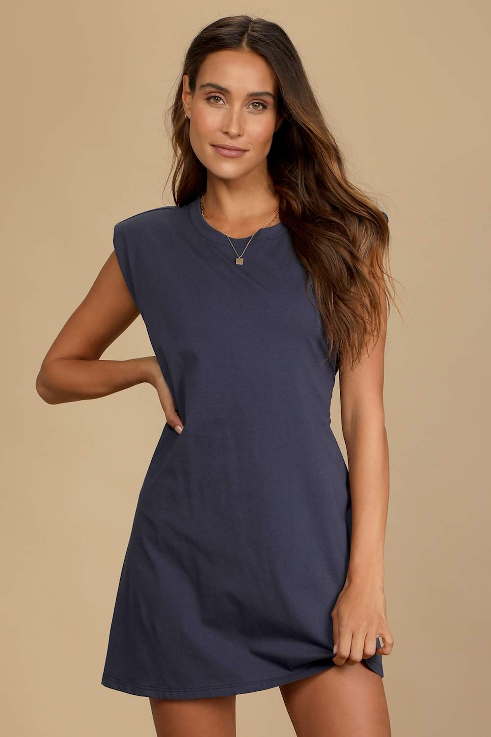 Feelin' Confident Navy Blue Cutout Mini Shirt Dress