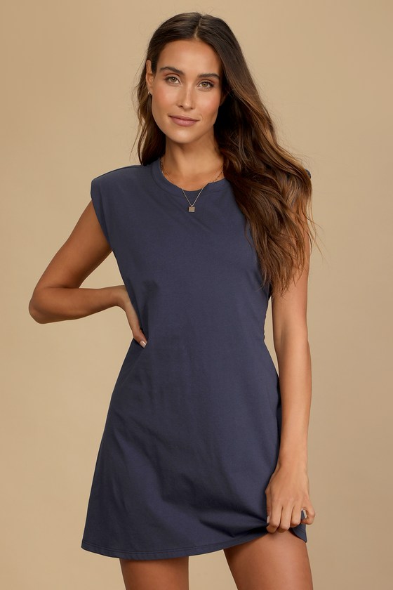 Feelin' Confident Navy Blue Cutout Mini Shirt Dress