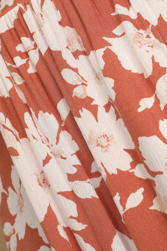 Orange Floral Print Dress - Orange Midi Dress - Orange Sundress - Image 5
