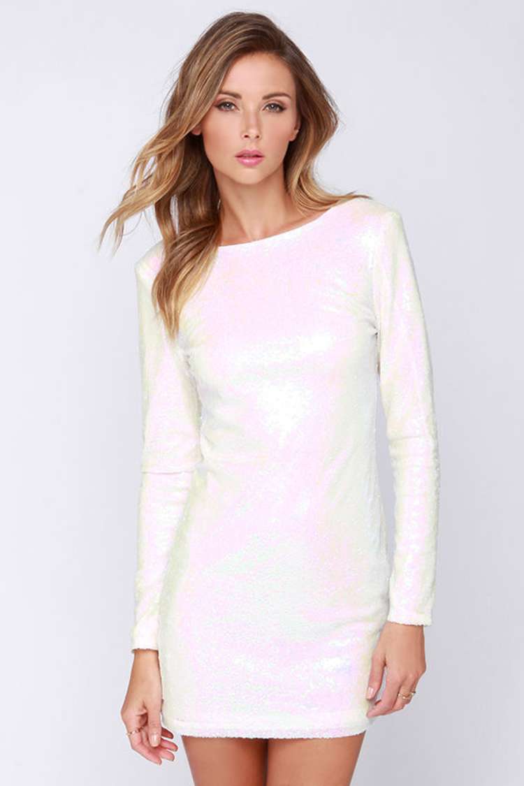 white iridescent dress Show Me Your Mumu Let's Go Mini in Wedding Guest Straps Iridescent White Sequins Long