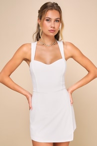 Latest Crush White Sleeveless Backless Skort Romper 2