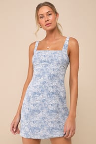 Exuberant Chicness Blue Floral Sleeveless Mini Dress 2