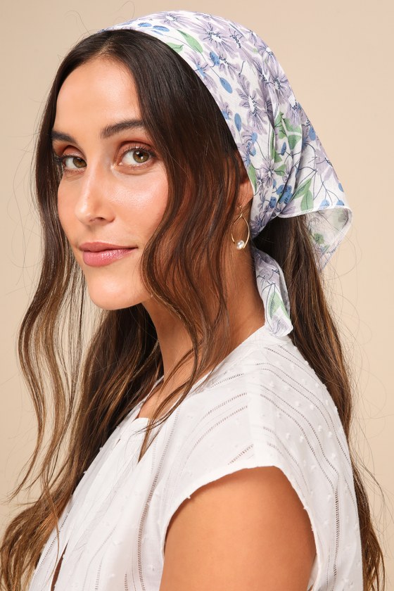 Inherent Sweetness Lavender Multi Floral Satin Scarf 1