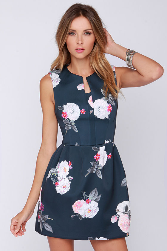 Cameo The Outcome Dress - Grey Dress - Floral Print Dress - $175.00 - Lulus
