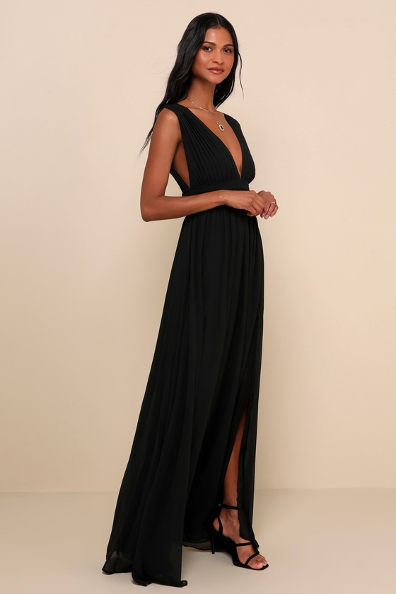 Black Dress - Maxi Dress - Sleeveless Dress - V-Neck Dress - Image 6