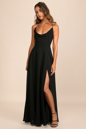 Black Dress - Cowl Neck Dress - Lace-Up Maxi Dress - Lulus Black Dress - Cowl Neck Dress - Lace-Up Maxi Dress - Lulus
