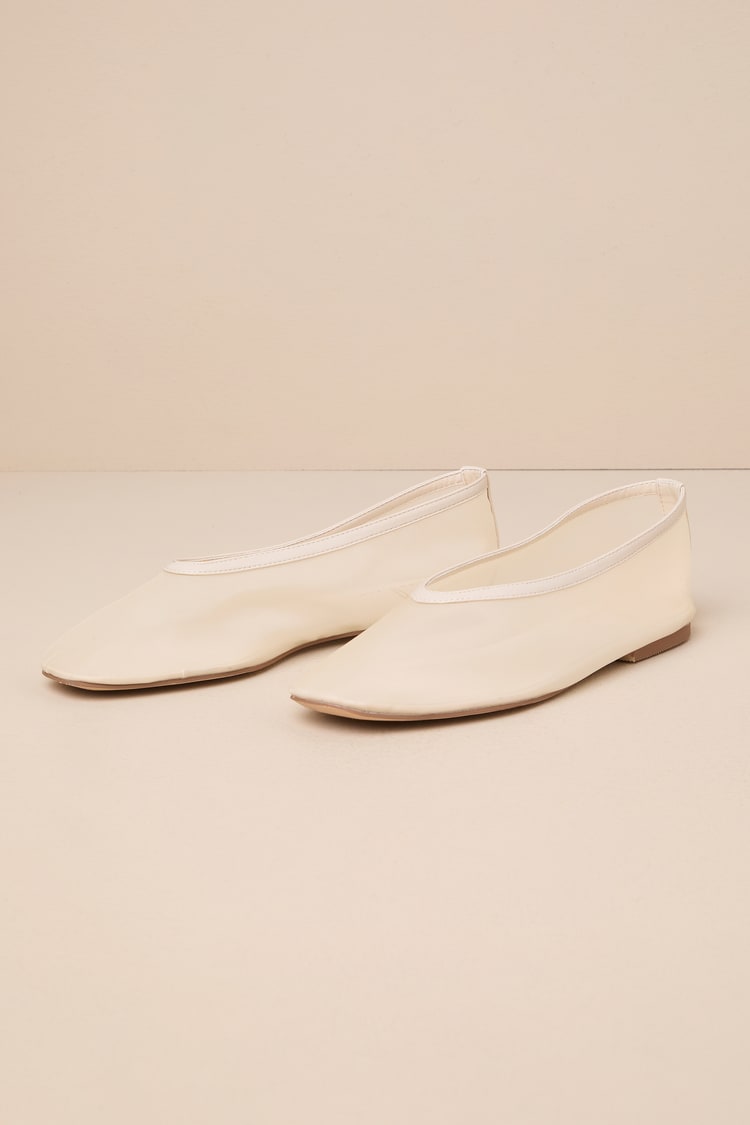 Aldan Beige Sheer Mesh Ballet Flats