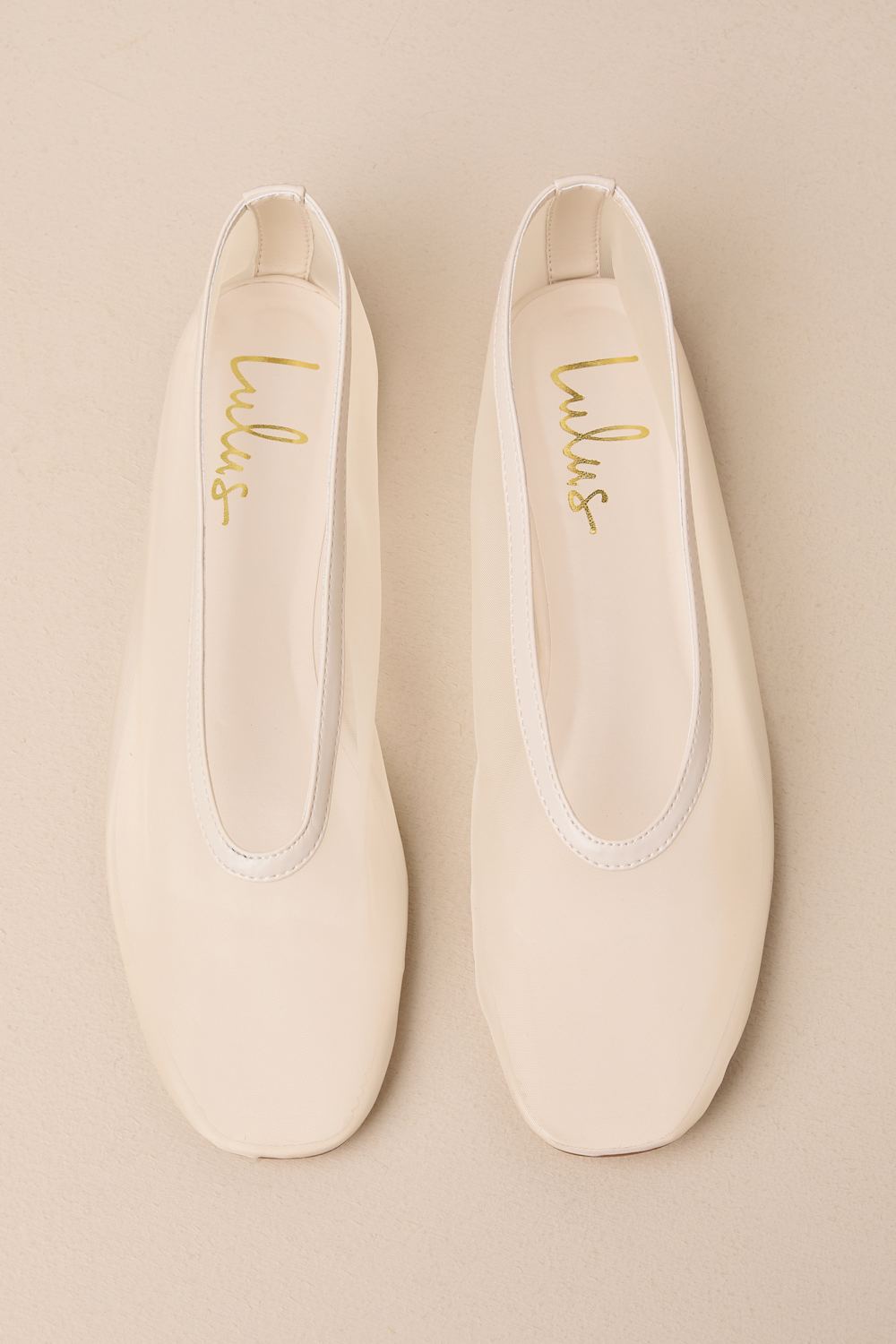 Aldan Beige Sheer Mesh Ballet Flats