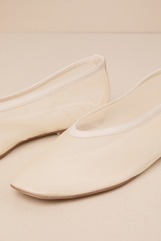 Lulus Aldan Beige Sheer Mesh Ballet Flats In Beige